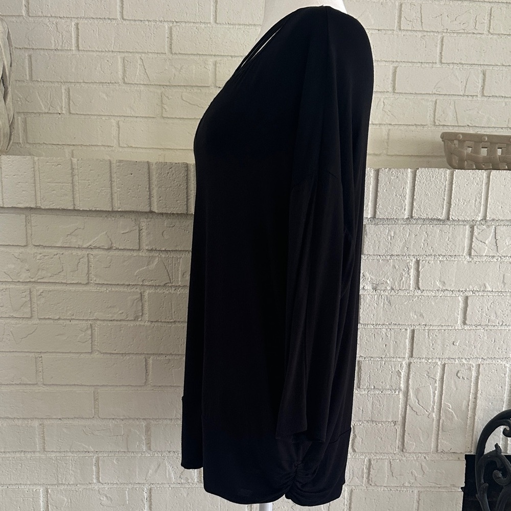 Thalia Sodi Black Crisscross Neckline Top Three Quarter Sleeve - Picture 5 of 11